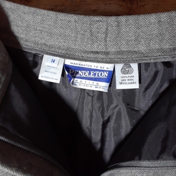 Pendleton 100% Wool Herringbone Gray‎ Suit 12/14P - Picture 6 of 7